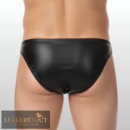 Heren Slip Wetlook met Rits Voorzijde - BDSM - PU Leder - Sexy Herenlingerie - Maat XL | LS241 — thumbnail 4
