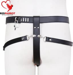 Erotisch heren ondergoed met slot | Lederen BDSM kleding | Kuisheidskooi | Mannen string | SM | Bondage ondergoed — thumbnail 6