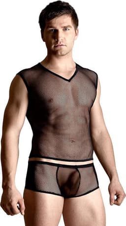 SoftLine Collection visnet heren set: shirt en slip zwart M/L — thumbnail 1