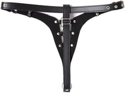 Nooitmeersaai - Harnas Vrouw - PU Leer - Kuisheidsgordel Met Ringen - Zwart - One Size - Bondage Harnas - BDSM - Kuisheid — thumbnail 2