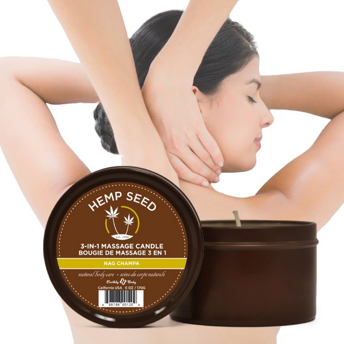 Nag Champa Massage Candle with East Indian Incense Scent - 6oz / — afbeelding 1