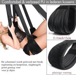 Sex Schommel - Sex Swing Extra Stevig – Seksschommel Leer – Seksspeeltjes voor Koppel – Seks Schommel BDSM – Erotiek Toys - Sex Sling – Love Swing – Discreet Verpakt – Zwart — thumbnail 2