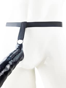 BNDGx® - 100% LATEX open kruis broek penis sleeve bondage slip - Maat XS - Zwart BDSM sexy glans BDSM Rubber Fetish SM erotische ondergoed — thumbnail 4