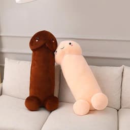 Zachte en grote penis piemel knuffel -  kussen - XL formaat (1 meter) - bruin — thumbnail 7