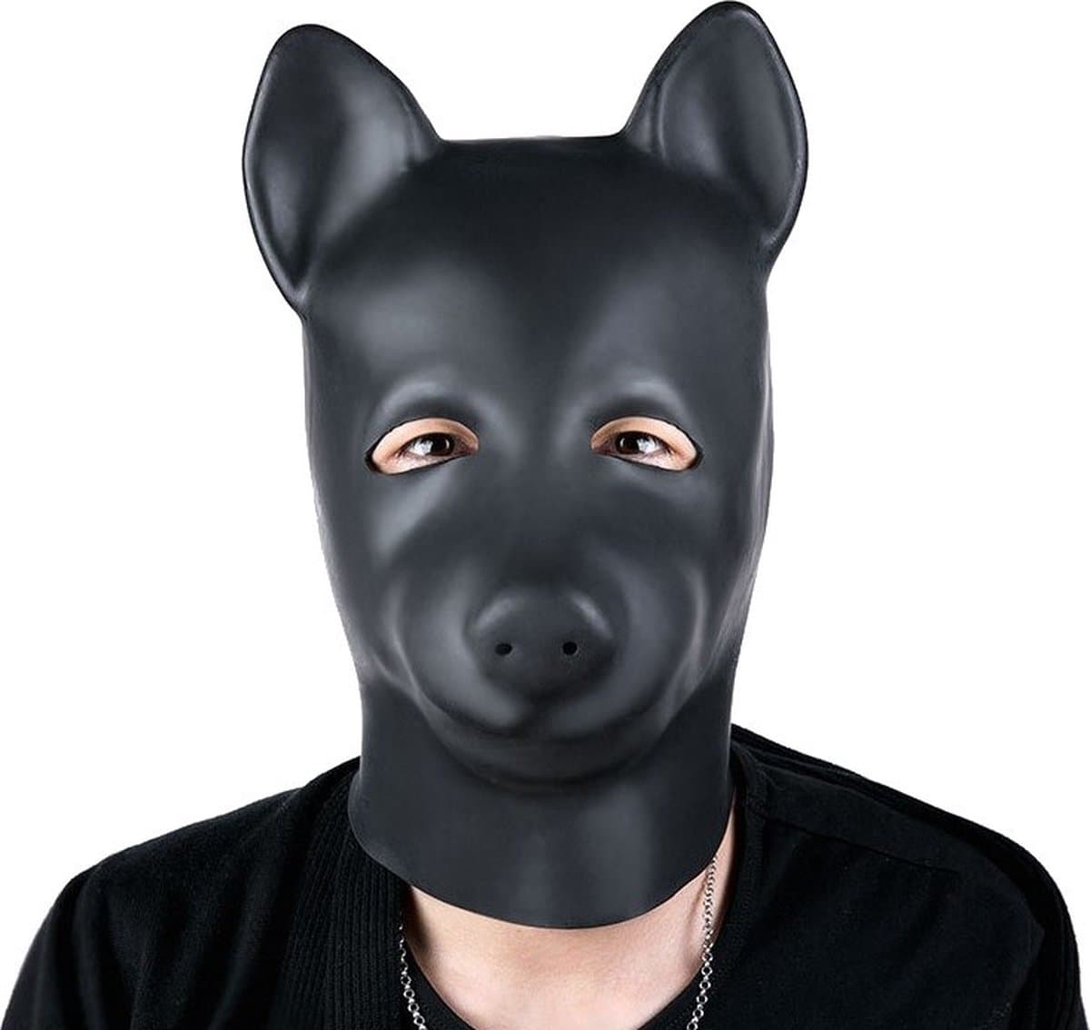 Nooitmeersaai - Latex BDSM hondenmasker - zwart — afbeelding 1