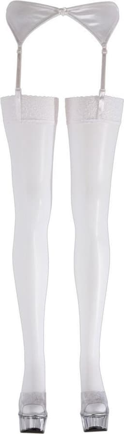 Cottelli Collection – Jarretel Kousen met Sexy Motief Langs Rand voor Onschuldig Uitstraling – Maat L – Wit — thumbnail 5
