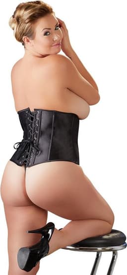 Cottelli Plus Size – Sexy Taille Korset met Verticale Staven en Veter Sluiting  – Maat 4XL – Zwart — thumbnail 2
