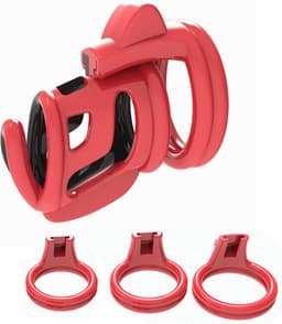 Nooitmeersaai - Chasity Cage - Peniskooi - Cock - Kuisheidskooi voor Mannen - plastic - Met Verschillende Cockringen — thumbnail 2