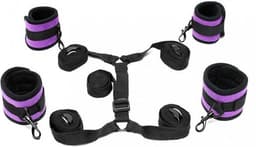 Rimba - Soft Bondage - Bed Bondage Boeienset - Zwart/Paars — thumbnail 1