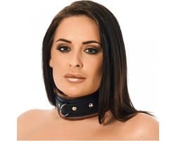 Rimba Bondage Play - Halsband - Collar - Leer Gevoerd - 7cm Breed - Zwart/Bruin