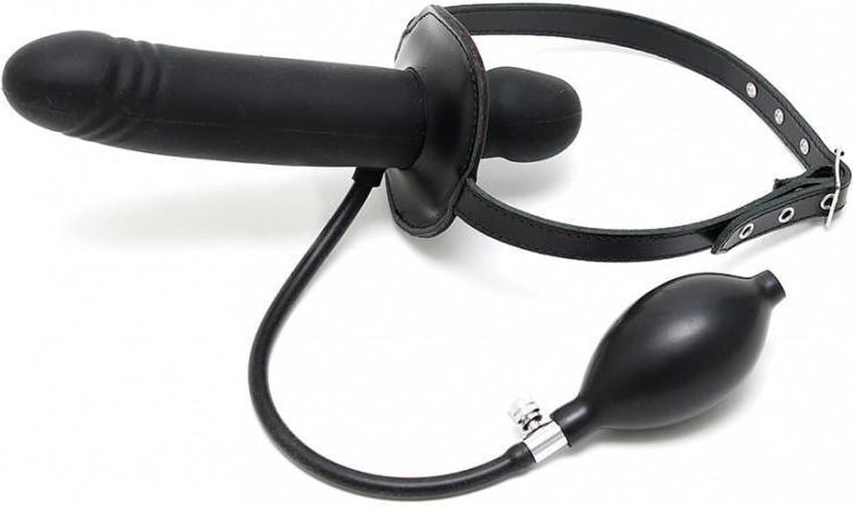Rimba - Gag Met opblaasbare dildo - Zwart — afbeelding 1