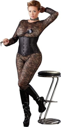 Cottelli Plus Size – Sexy Taille Korset met Verticale Staven en Veter Sluiting  – Maat XL – Zwart — thumbnail 7