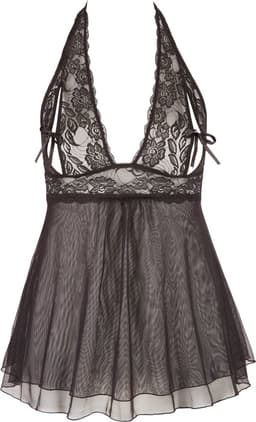 Cottelli Plus Size –  Nacht Jurk Babydoll Variant Leukste Cadeau in het Donker voor Partner – Maat 4XL – Zwart — thumbnail 3