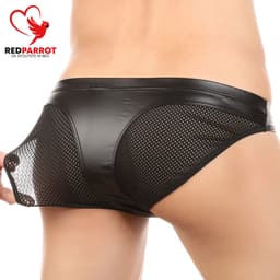 Lederen slip voor mannen - Erotische lingerie heren - Visnet — thumbnail 4
