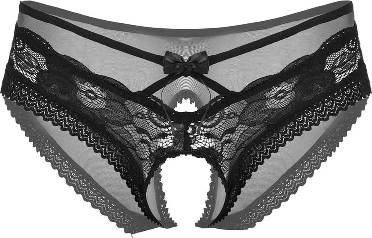Open Sexy Heren Slip - Lingerie voor Mannen - Onderbroek - Ondergoed - Zwart — afbeelding 1