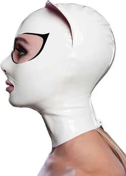 Latex masker voor vrouwen - Erotische kat - 4MM dik - Wit - BDSM - Bondage - Seks maskers - Maat S/M — thumbnail 2