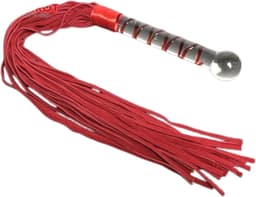 BDSM Zweep met dildo - Leder en glas - Handvat 21 CM - Multi-tail — thumbnail 1