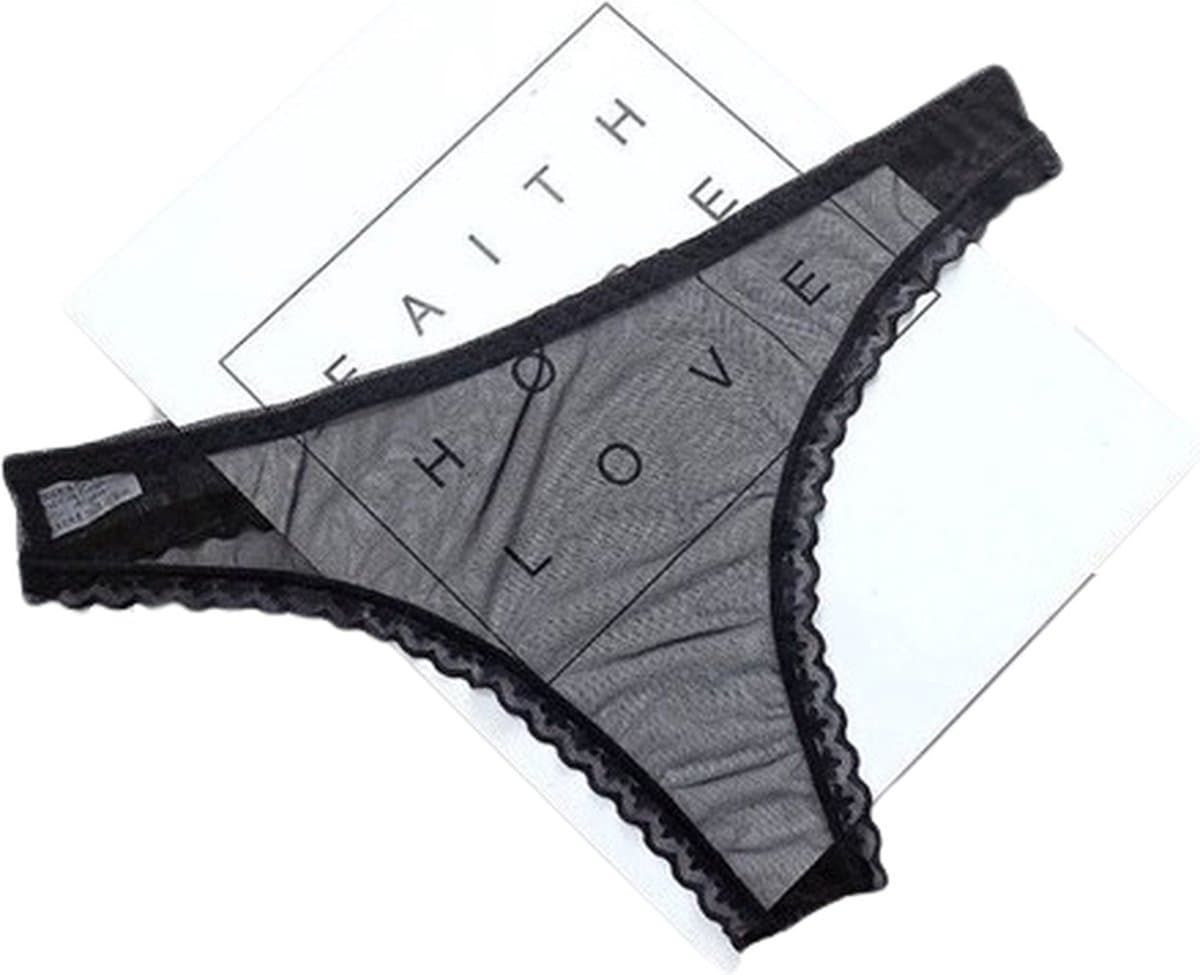 Erotische transparante slip - Zwart - String - One size - Sexy — afbeelding 1