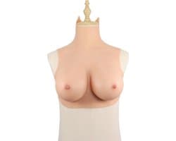Korte Siliconen Borstprothesen - C Cup - 100% hypoallergene medische siliconen -+ kanten choker - Wearable Borst - Kunstmatige Nep Borst - Valse Borsten Borst - Siliconen Huid Bodysuit - Voor Crossdresser - Transgender - Mastectomie - Body4Everybody