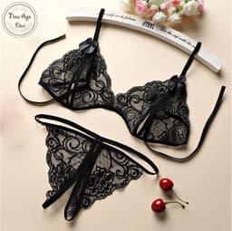 Kanten Lingerie Open kruis Zwart L Sexy Hot Erotische Set Vrouwen Kant Transparante Lingerie Sexy Kostuums Nachtkleding Babydoll Open Cup Beha Lenceria — thumbnail 1