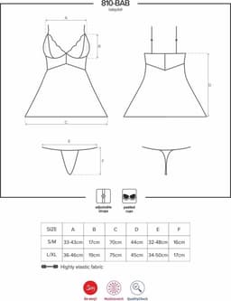 Obsessive Babydoll Setje Met Kant - Zwart - S/M — thumbnail 2