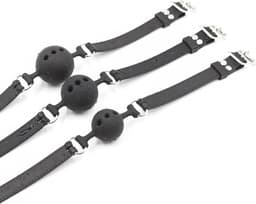 Banoch - ball gag siliconen medium - zwart Ø 4,5 cm met luchtgaten — thumbnail 12