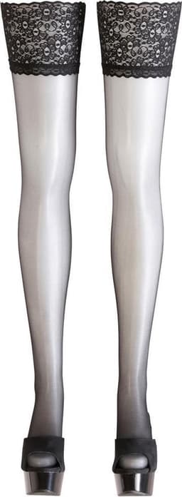 Cottelli Collection ‚Äì Zelf Dragende Kousen met Kanten Rand voor Sexy Look ‚Äì Maat XL ‚Äì Zwart — thumbnail 5