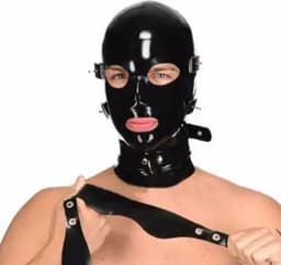 Red Parrot full latex bondage masker - 100% Latex - Gespen en riemen - Oogmasker - BDSM seks masker - Gezicht - Latex fetisj - Zeer hoge kwaliteit - Unisex — thumbnail 2