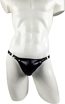 String Man - sexy Lingerie Heren L/XL -Open voorkant - Zwart mannen string Imitatie leer SM kleding — thumbnail 6