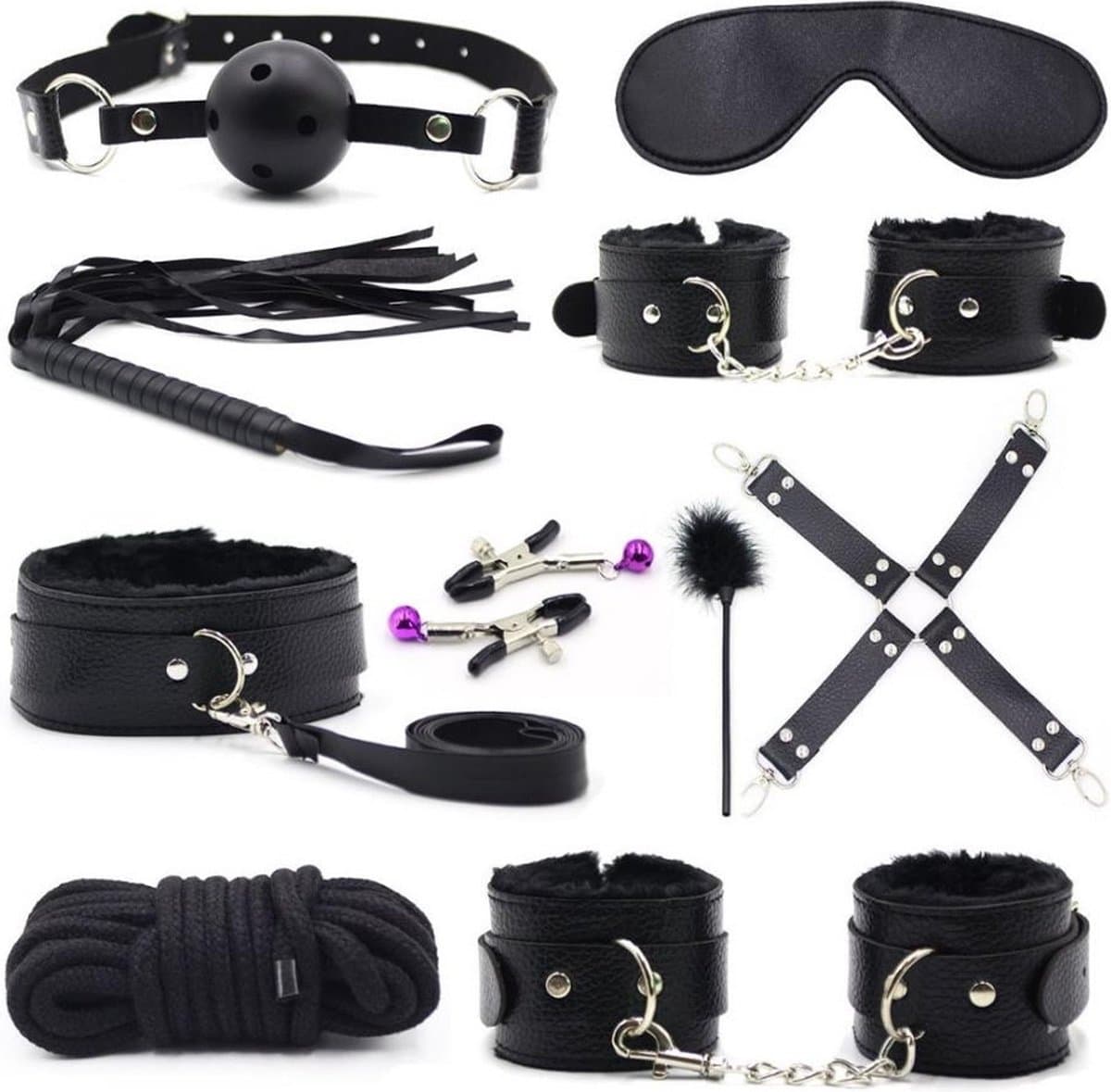 BDSM Starterset 10-delig - Perfect voor beginners - Bondage set - Speeltjes - Handboeien - SM set — afbeelding 1