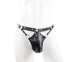 BamBella® S/M open kruis string Maat S/M L nep leer voor mannen - BDSM Erotische Sex kleding