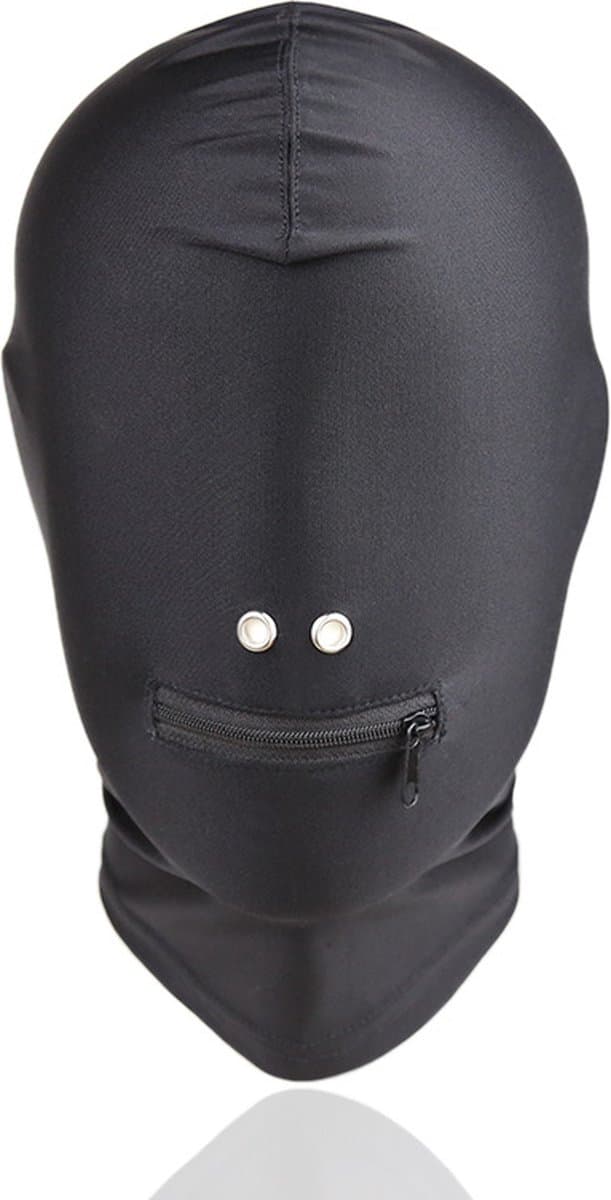 KG BDSM Hoofdmasker Lycra - Spandex - Open Mond Met Rits - Dichte Ogen - voor vrouw - man - unisex — afbeelding 1