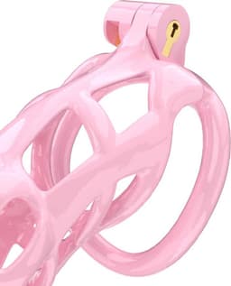 Peniskooi Roze - Cock cage - Chastity Cage - Kunststof Peniskooi - Kuisheidskooi voor Mannen - Peniskooi met 5 Maten Penisringen - Peniskooi Roze Maat M - Ø3.9 x 9.5 cm — thumbnail 2
