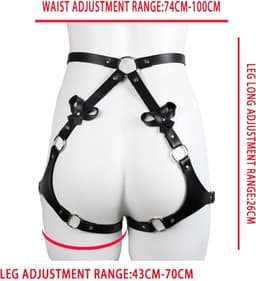 Stevige lederen harnas billen en heupen - Bondage harnas met handboeien - BDSM - Gespen en riemen - One size - Verstelbaar - PU leder - Vastbinden — thumbnail 4