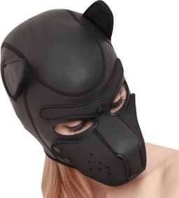 Banoch - Lindo Perrito Negro Neoprene - honden masker puppy play zwart neopreen — thumbnail 3