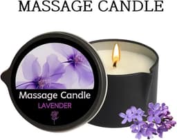 Massagekaars met lavendelgeur - Essentiële Olie Massagekaars - Hydraterend, Sensuele Ervaring met Schenktuit, Perfect voor Ontspannende Baden & Huidverzorging - Romantische Decoratie - Aromatherapie Kaars, Massageoliën voor stellen — thumbnail 1