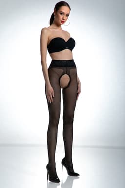 Panty Open Kruis - 30 Denier - Zwart - Maat: S/M - Model: Lace - Merk: Amour — thumbnail 6