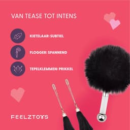 BDSM - Starter Set - Vibrator - Bondage - Oogmasker - Bondagebanden - Flogger - Tepelklemmen - Kietelaar - Meerdere kleuren - FeelzToys - Bondage Bliss — thumbnail 9