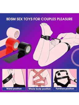 BDSM - Bondage Tape / Touw Zwart – SM Accessoire - 15 Meter – No Stick Statische Tape – Huidvriendelijk & Veilig voor Volwassenen — thumbnail 2