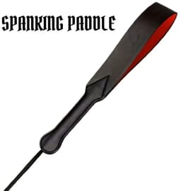 BDSM Spanking Paddle - Liefdeszweep Zwart/Rood - Erotische SM Zweep van Kunstleer - Rollenspel voor Koppels — thumbnail 2