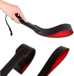 BDSM Spanking Paddle - Liefdeszweep Zwart/Rood - Erotische SM Zweep van Kunstleer - Rollenspel voor Koppels — thumbnail 5