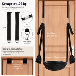Velmio Sex Schommel - Love Swing - Deur Sexschommel - Bondage set - 136kg max - Sexspeeltjes Voor koppels - Zwart - Verstelbaar — thumbnail 6