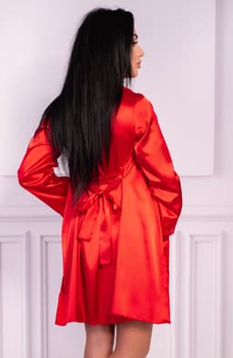 Lingerie Set Rood - Sexy Badjas + Slipdress + String - Maat: L/XL - Model: Jacqueline — thumbnail 2
