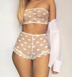 Lingerie setje - Zwart met Hartjes - S - Sexy Kanten Ondergoed — thumbnail 4