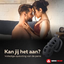 Quick Relief Elite Lock™ Large - Chastity cage - Kuisheidskooi met 4 ringmaten - Kuisheidskooi voor Mannen - Sissy - Cock Cage - Zwart — thumbnail 4