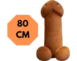 JustValue Penis Knuffel - 80 cm - Erotiek - Bodypillow - Piemel - Zacht - Kussen - Sex Toy - Beige - Bruin