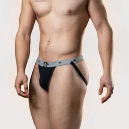 MM Sports The Original Swimmer/Jogger Jockstrap 1 inch Black - MAAT M - Heren Ondergoed - Jockstrap voor Man - Mannen Jock — thumbnail 5