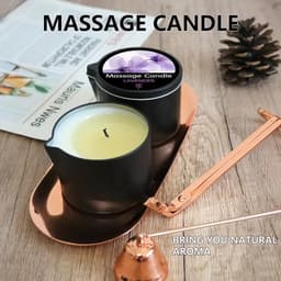 Massagekaars met lavendelgeur - Essentiële Olie Massagekaars - Hydraterend, Sensuele Ervaring met Schenktuit, Perfect voor Ontspannende Baden & Huidverzorging - Romantische Decoratie - Aromatherapie Kaars, Massageoliën voor stellen — thumbnail 8