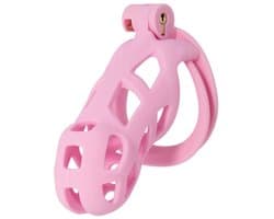 Hidden Desire - Kuisheidskooi - Penis Cage - P-Cage - Kunststof Kuisheidskooi - Chastity - Penis Kooi Roze - Kuisheidkooi met 4 Ringmaten - Penis Prison Cock Cage - Verkrijgbaar in 4 Lengtes - Male Chastity Cages - Maat L - 11 cm - Roze
