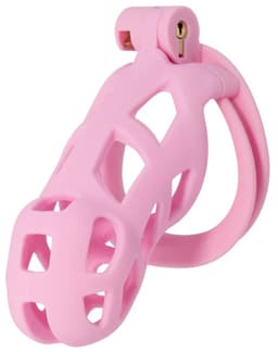 Hidden Desire - Kuisheidskooi - Penis Cage - P-Cage - Kunststof Kuisheidskooi - Chastity - Penis Kooi Roze - Kuisheidkooi met 4 Ringmaten - Penis Prison Cock Cage - Verkrijgbaar in 4 Lengtes - Male Chastity Cages - Maat L - 11 cm - Roze — thumbnail 1